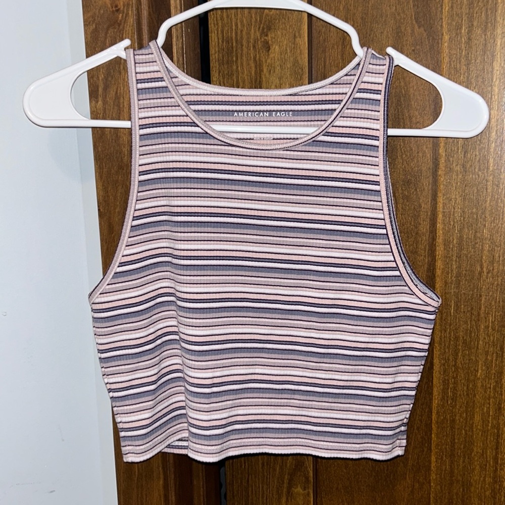 striped American Eagle cropped tank top
